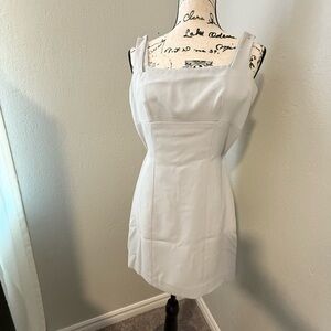 Bebe Cream Sheath Mini Dress Sleeveless Square Neck